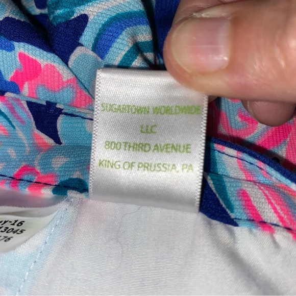 Lilly Pulitzer Magnolia Short Going Coastal Blue Pink Scalloped Hem size 00-EUC - Picture 3 of 7